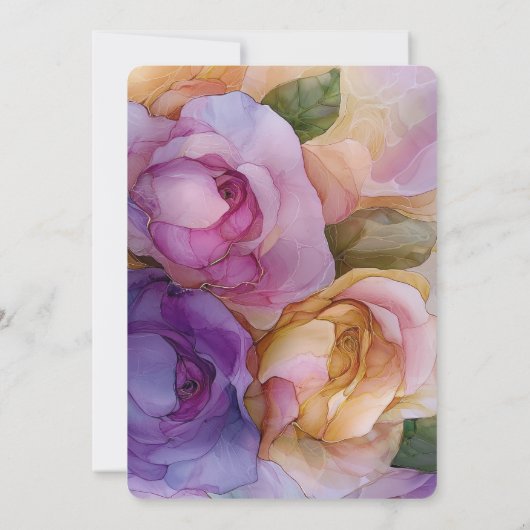  Roze Paarse Gouden Bloemen Verjaardag Kaart (Achterkant)