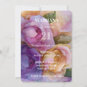  Roze Paarse Gouden Bloemen Verjaardag Kaart (Voorkant)