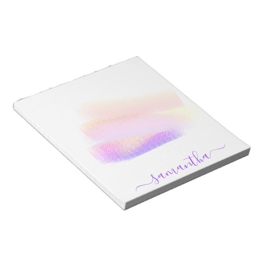 Roze paarse gouden borstels artistiek creatief notitieblok (Schuin)