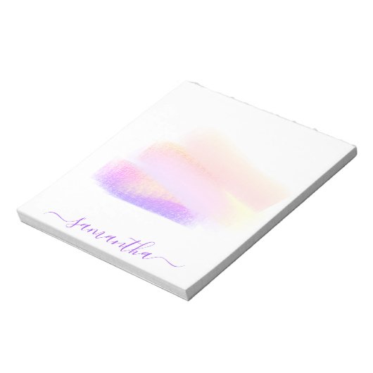 Roze paarse gouden borstels artistiek creatief notitieblok (Linkerzijde)