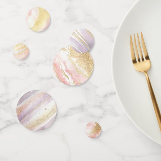 Roze Paarse Gouden Buitenste Ruimte Verjaardag Confetti (Groep)