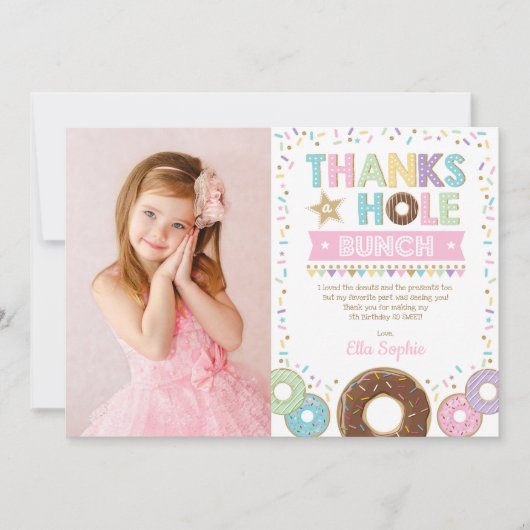 Roze Paarse Gouden Donut Verjaardag Dankjewel Kaar Kaart (Voorkant)