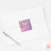 Roze Paarse Gouden Glitter met juwelen Tiara Quinc Vierkante Sticker (Envelop)