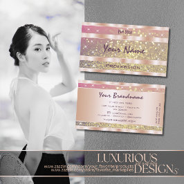 Roze Paarse Gouden Glitter Sterren Roos Gouden Dec Visitekaartje