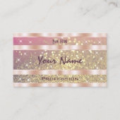 Roze Paarse Gouden Glitter Sterren Roos Gouden Dec Visitekaartje (Voorkant)