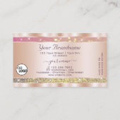 Roze Paarse Gouden Glitter Sterren toevoegen Logo  Visitekaartje (Achterkant)