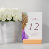 Roze Paarse gouden inkt Wedatafel Nummer kaart