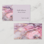 Roze, paarse, gouden marmer contactkaartje (Voorkant / Achterkant)