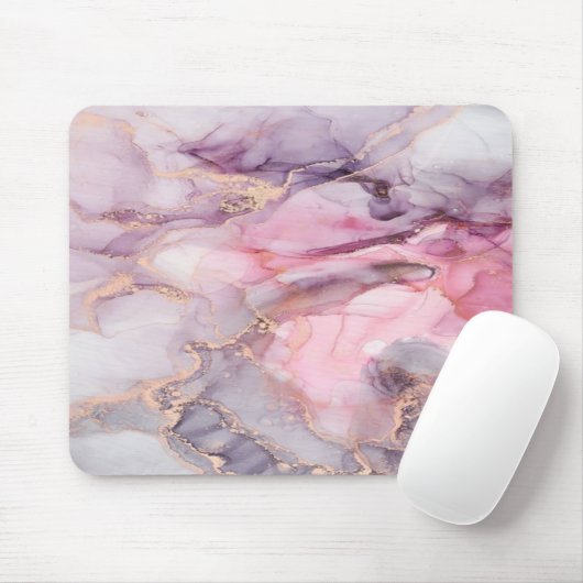 Roze, paarse, gouden marmer muismat (Met muis)
