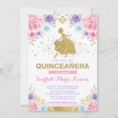 Roze Paarse gouden Rozen Princess Quinceañera Kaart (Voorkant)