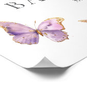 Roze Paarse Gouden Vlinder Baby shower Welkom Poster (Hoek)
