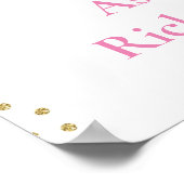 Roze paarse gouden vlinder baby shower welkom poster (Hoek)