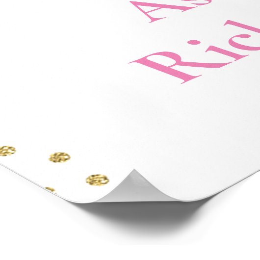 Roze paarse gouden vlinder baby shower welkom poster (Hoek)