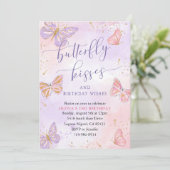 Roze Paarse gouden vlinder kussen Verjaardag Kaart (Staand voorkant)