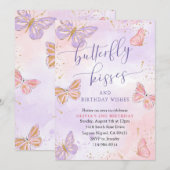 Roze Paarse gouden vlinder kussen Verjaardag Kaart (Voorkant / Achterkant)