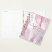 Roze Paarse Gouden Waterverf Monogram Script Planner (Display)