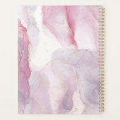 Roze Paarse Gouden Waterverf Monogram Script Planner (Achterkant)