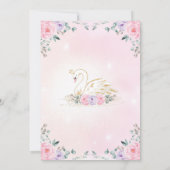 Roze Paarse Gouden Zwaan Prinses Verjaardagsfeest Kaart (Achterkant)