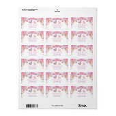Roze paarse goudflorale vlinder etiket (Full Sheet)