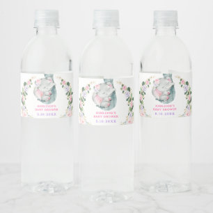 Roze Paarse goudhaver Baby shower Favor Waterfles Etiket