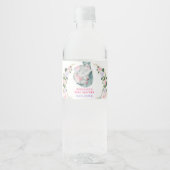 Roze Paarse goudhaver Baby shower Favor Waterfles Etiket (Voorkant)