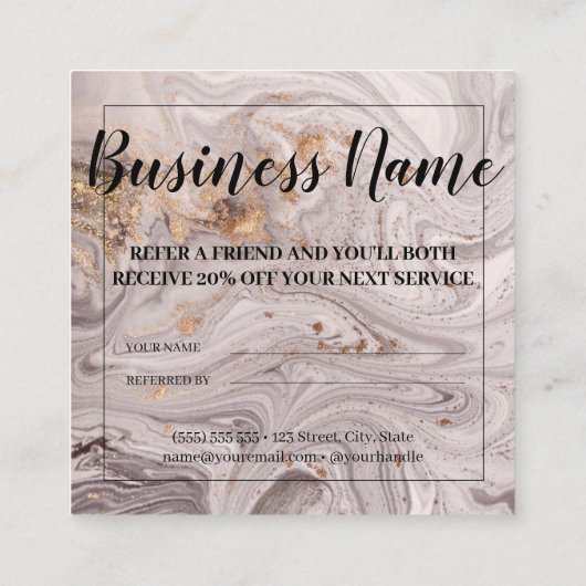 Roze Paarse goudmarmer Verwijs een vriend Aanbevelingskaartje (Achterkant)