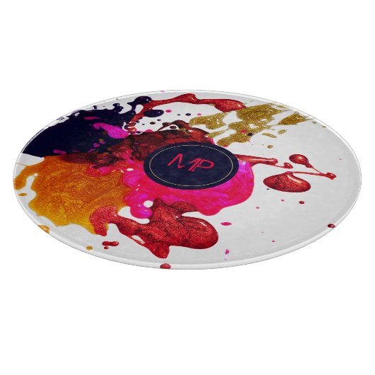 Roze Paarse goudplatter Monogram Snijplank (Hoek)