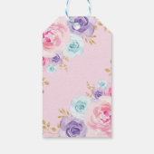 Roze Paarse goudprinses Crown Baby shower Girl Cadeaulabel (Achterkant)