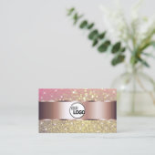 Roze Paarse goudsterren met Logo Roos Gold Visitekaartje (Staand voorkant)