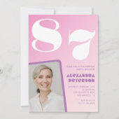 Roze Paarse Gradiënt Foto 87e verjaardag Kaart (Voorkant)