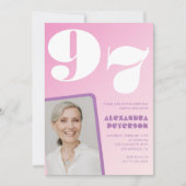 Roze Paarse Gradiënt Foto 97ste verjaardag Kaart (Voorkant)