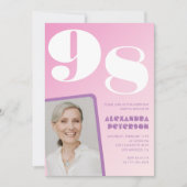 Roze Paarse Gradiënt Foto 98ste verjaardag Kaart (Voorkant)