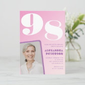 Roze Paarse Gradiënt Foto 98ste verjaardag Kaart (Staand voorkant)