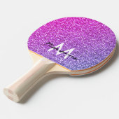 Roze Paarse gradiënt Glitter Girly op persoonlijke Tafeltennisbatje (Voorkant Gekanteld)