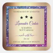 Roze Paarse gradiënt Glitter Product Labels Gold (Voorkant)