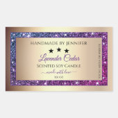 Roze Paarse gradiënt Glitter Product Labels Gold (Voorkant)