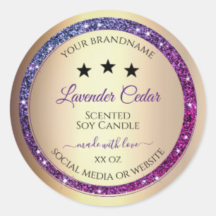 Roze Paarse gradiënt Glitter Product Labels Gold