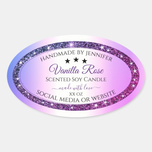 Roze Paarse gradiënt Glitter Spark Product Labels (Voorkant)