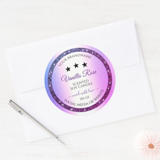 Roze Paarse gradiënt Glitter Spark Product Labels (Envelop)