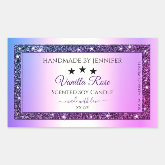 Roze Paarse gradiënt Glitter Spark Product Labels (Voorkant)