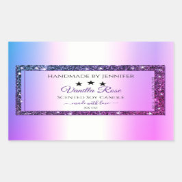 Roze Paarse gradiënt Glitter Spark Product Labels