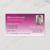Roze Paarse gradiënt palmblad met Logo en foto Visitekaartje (Achterkant)