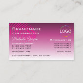 Roze Paarse gradiënt palmleder met Logo stijlvol Visitekaartje (Achterkant)