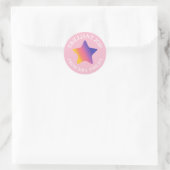 Roze Paarse Gradient Star Brilliant Job School Ronde Sticker (Tas)