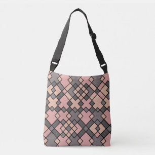 Roze paarse grijs geometrisch patroon crossbody tas