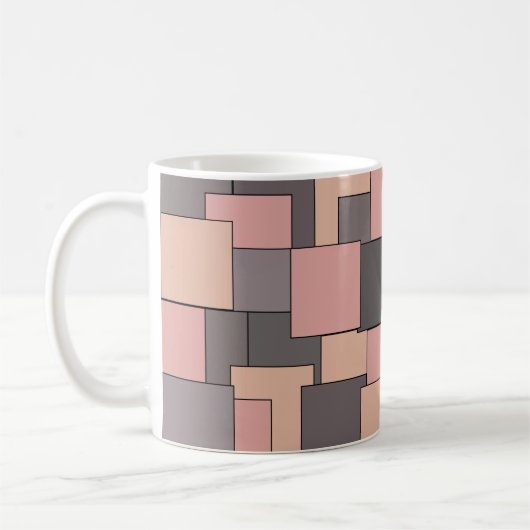 Roze paarse grijs geometrisch patroon koffiemok (Links)