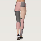 Roze paarse grijs geometrisch patroon leggings (Achterkant)