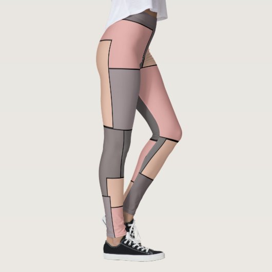 Roze paarse grijs geometrisch patroon leggings (Rechts)