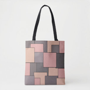 Roze paarse grijs geometrisch patroon tote bag