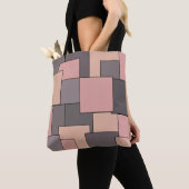 Roze paarse grijs geometrisch patroon tote bag (Dichtbij)